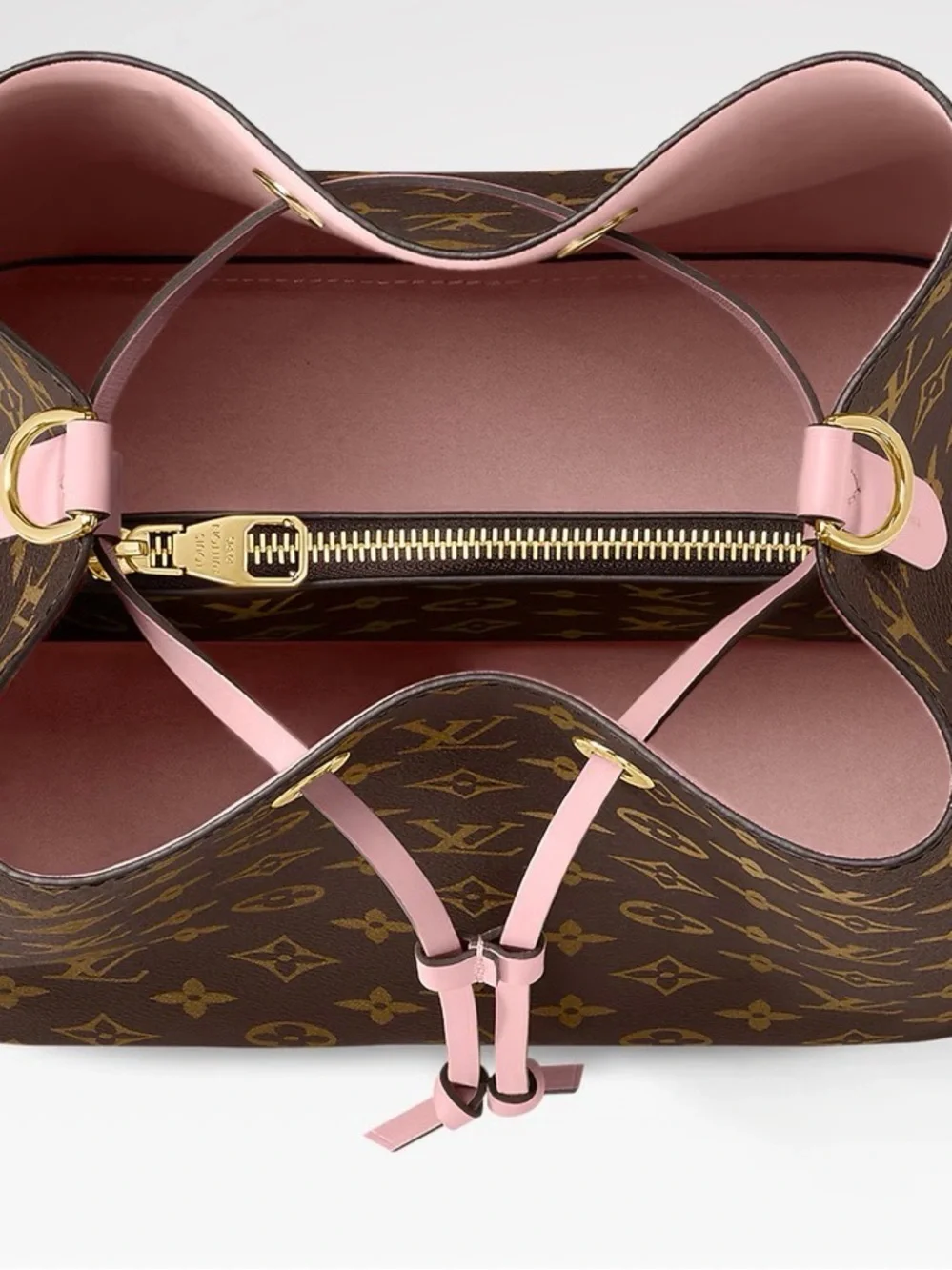 Louis Vuitton Brown Monogram with Pink Leather Drawstring Shoulder Bag - Picture 2 of 11